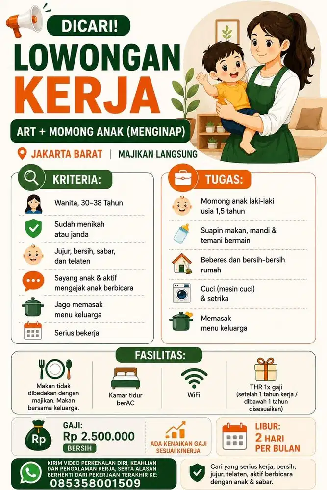 Lowongan Kerja ART dan Momong Menginap