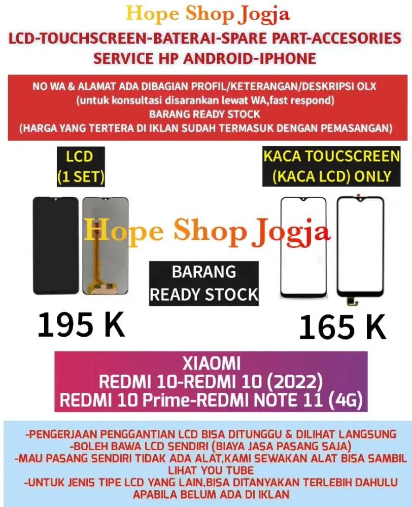 Touchscreen-Baterai LCD XIAOMI REDMI 10-REDMI NOTE 11 (4G)