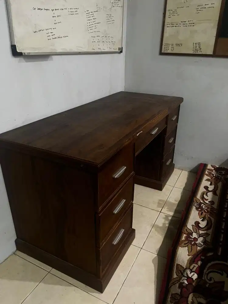 Meja Kerja Kayu Jati Asli Kokoh