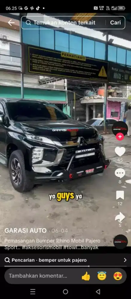 Bemper depan pajero sport
