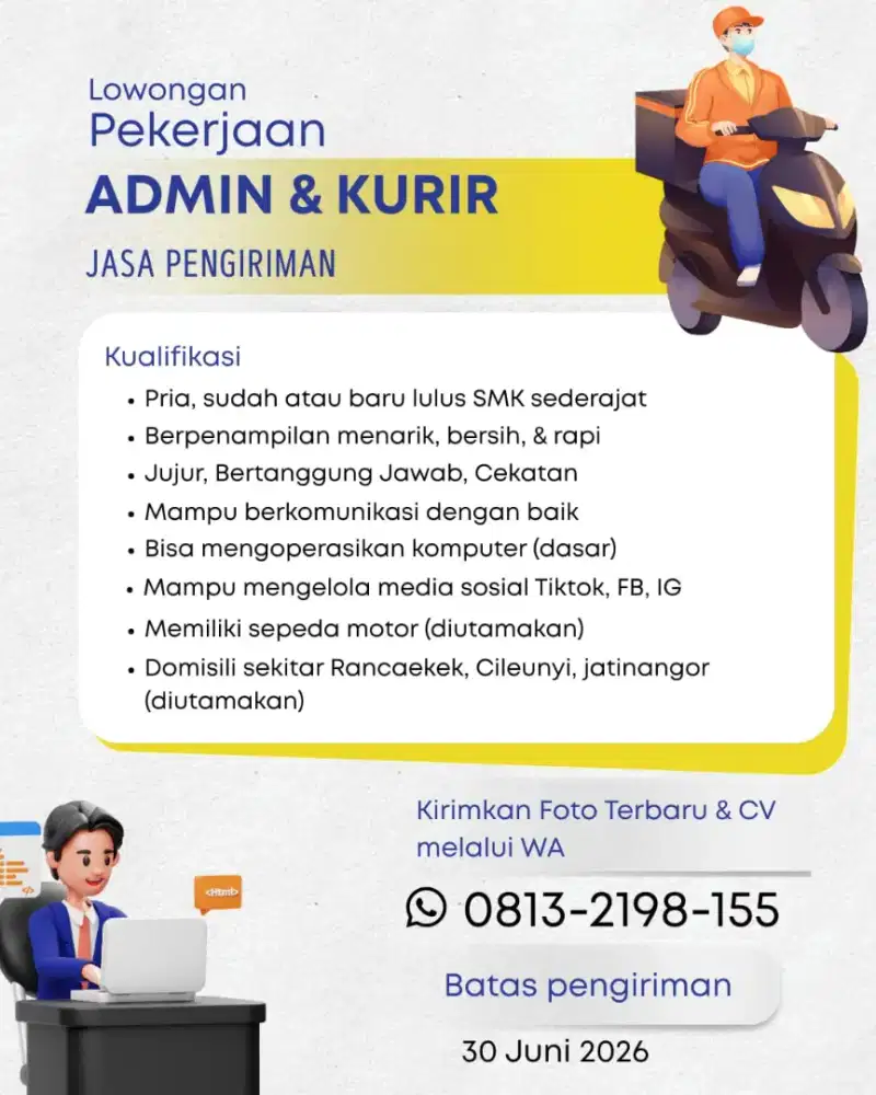 Lowongan admin dan kurir