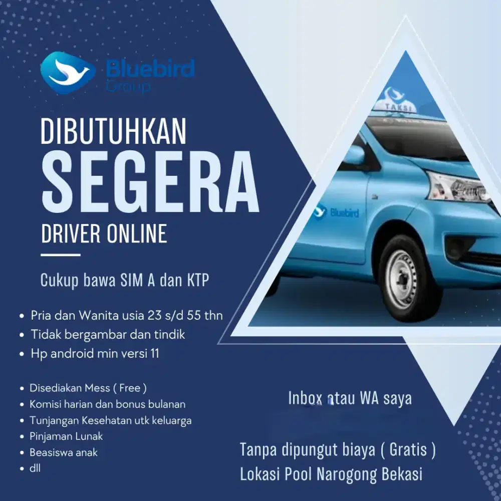 Dibutuhkan pengemudi taksi online. Langsung datang dan tes di lokasi.