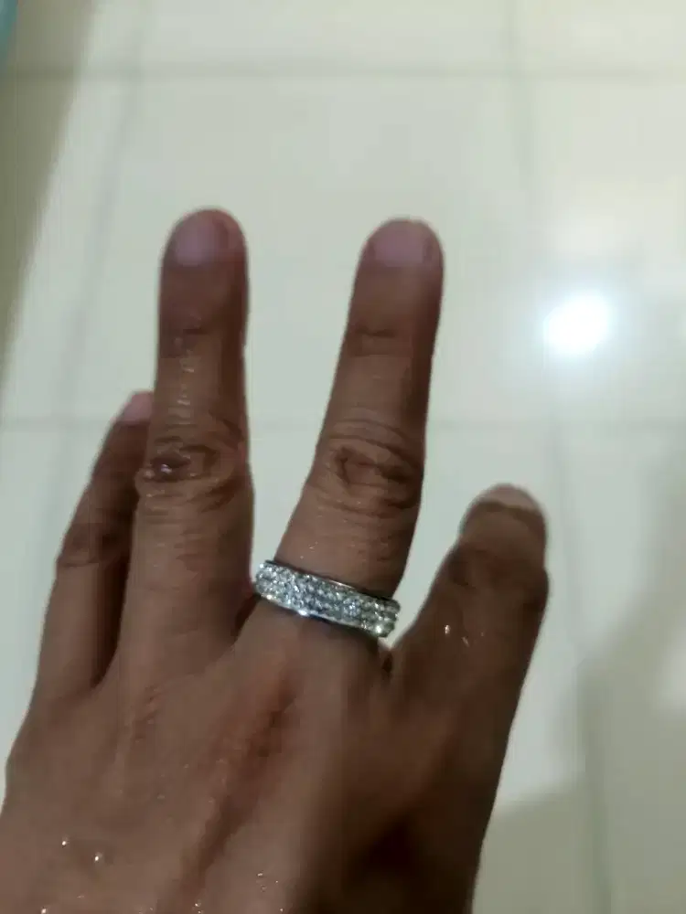 Cincin Berlian Lapis Emas Putih (Anti Luntur/Karat) Ukrn.10