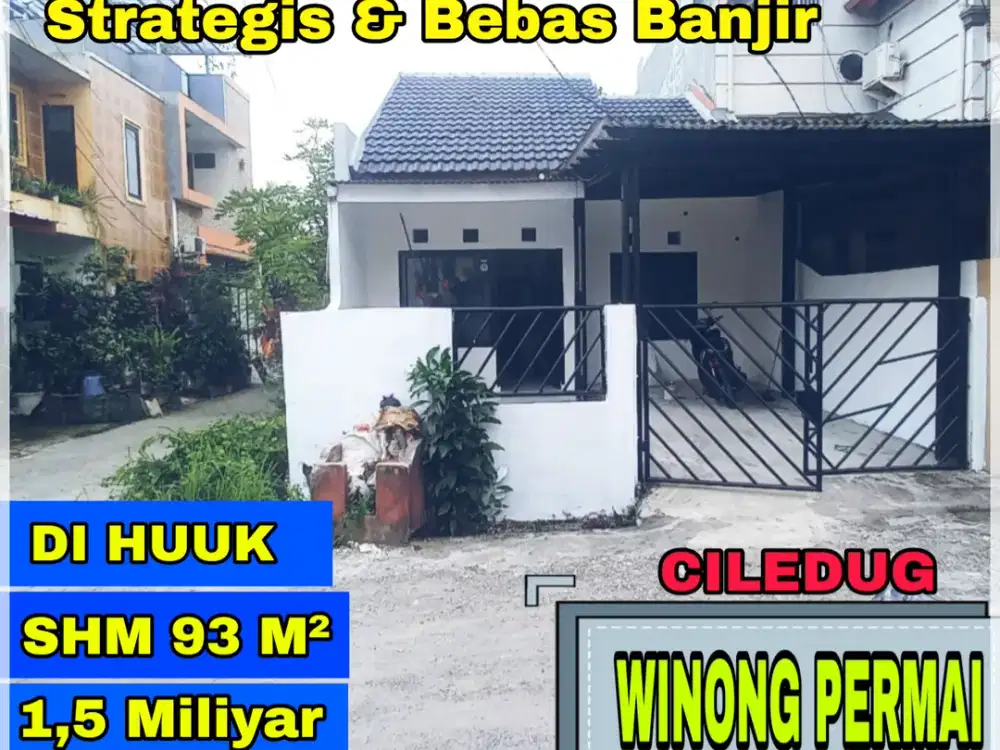 Dijual Rumah Hook Perumhan Winong Permai Ciledug Blok D10, Sertifikat 93 M²