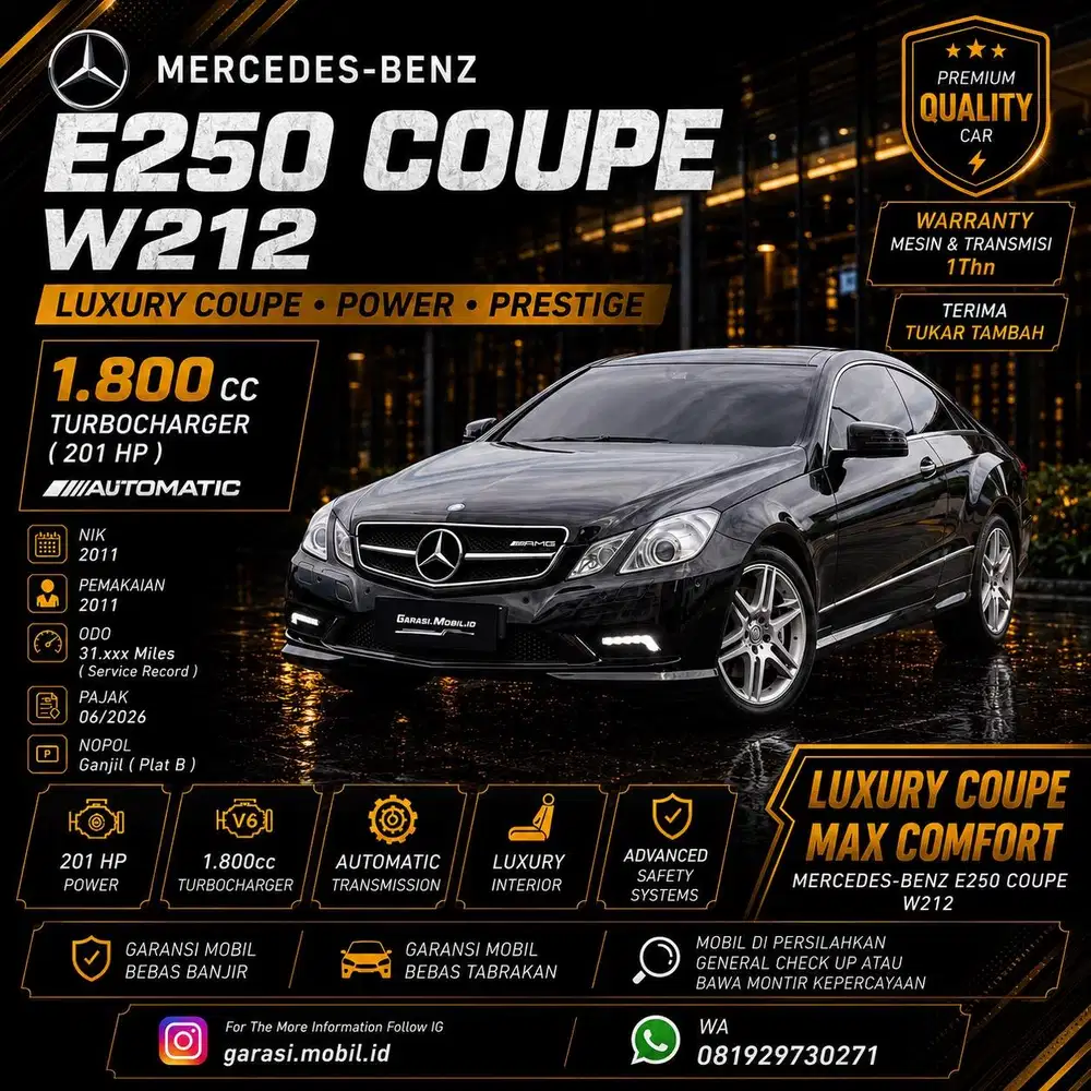Mercy E250 Coupe W212 2011 / Odo 31rbu Miles