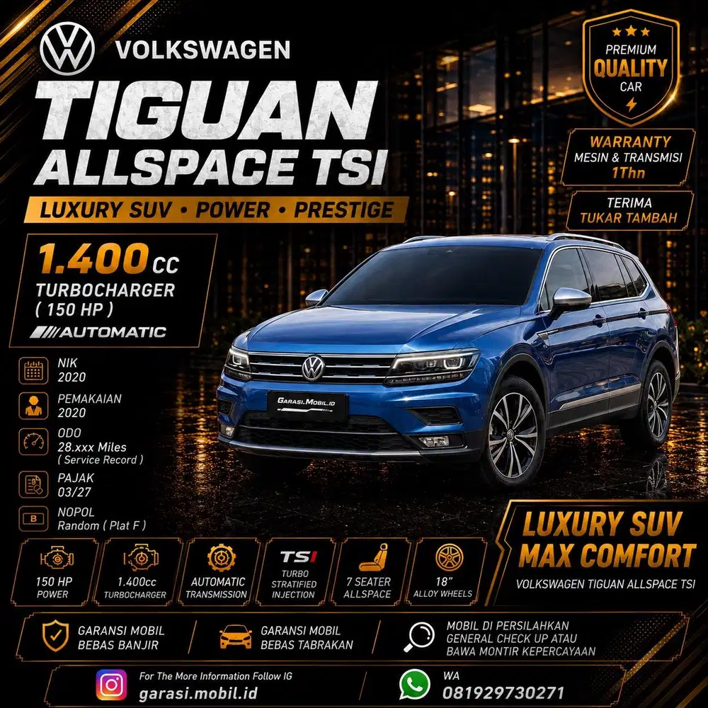 VW Tiguan Allspace 1.4 TSI 2020 / Odo 28rbu Miles