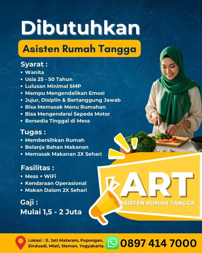 Lowongan Asisten Rumah Tangga/Pembantu