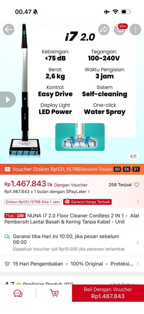 NUNA I7 2.0 floor cleaner Cordless 2.1