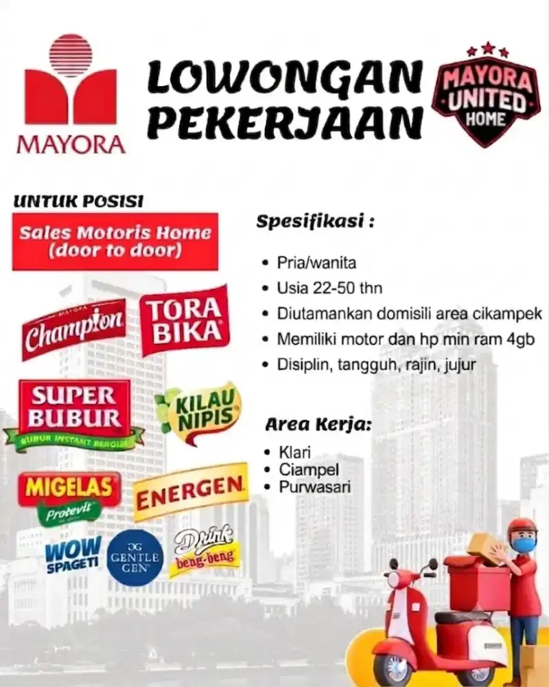 Loker sales direct Selling Mayora