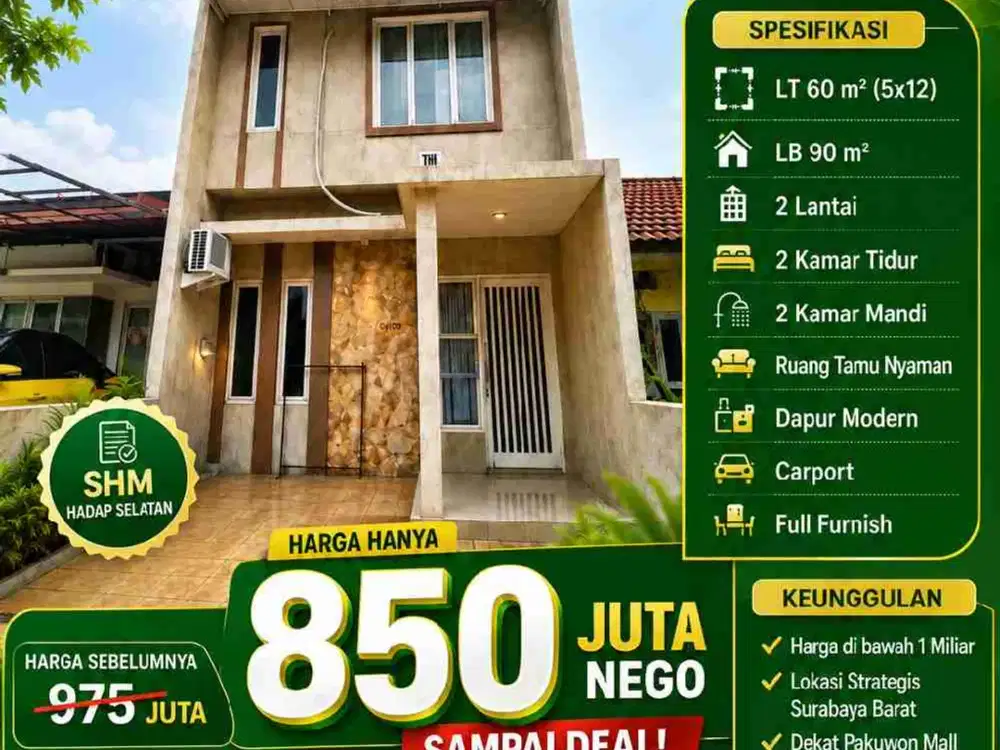 rumah 2 lantai minimalis siap pakai bukit palma citraland utara surabaya