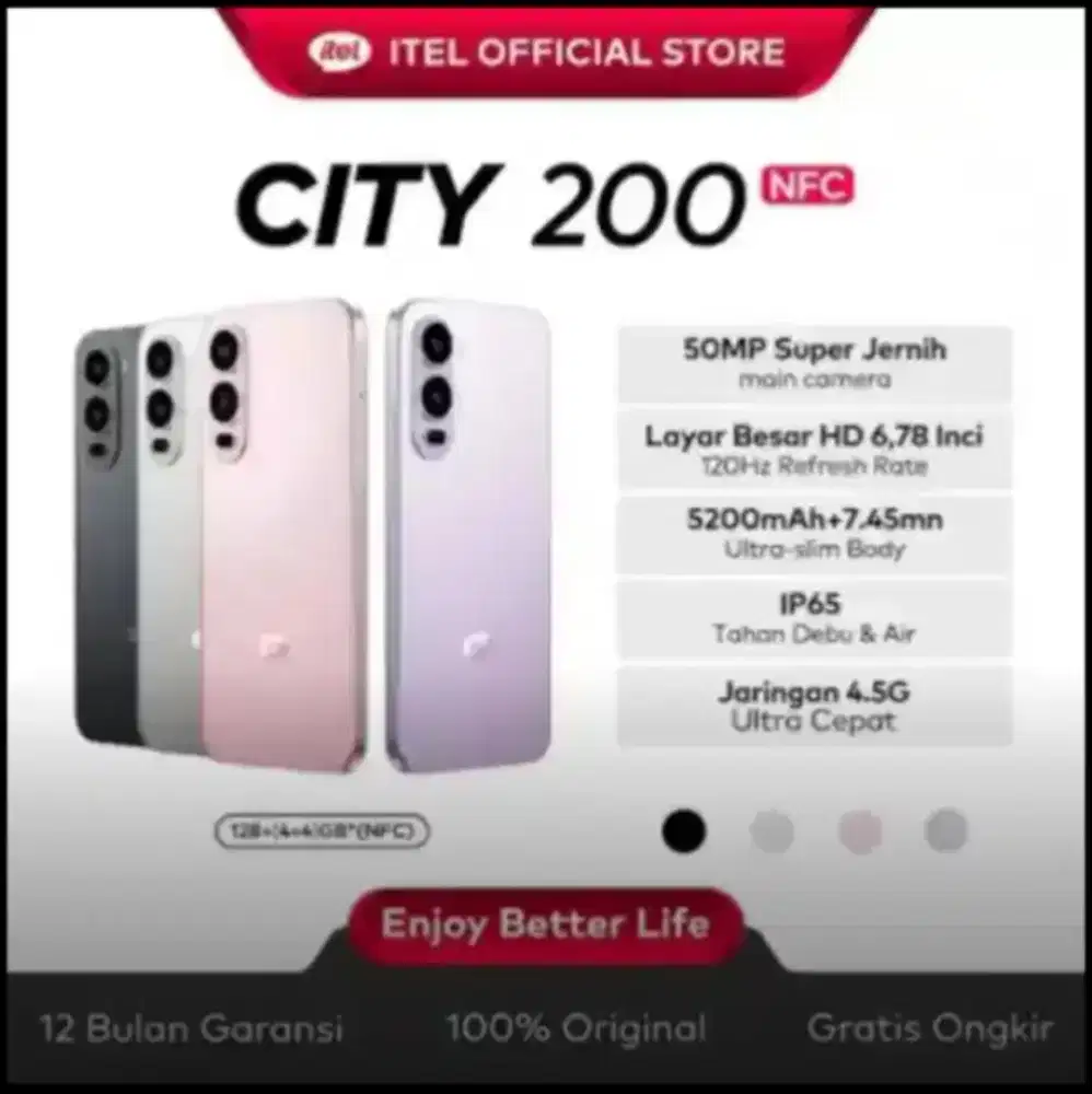 Itel City 200 4GB+128GB BNIB Garansi Resmi Indonesia
