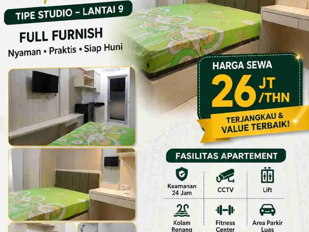 gunawangsa tidar apartement tengah kota siap huni murah lantai rendah