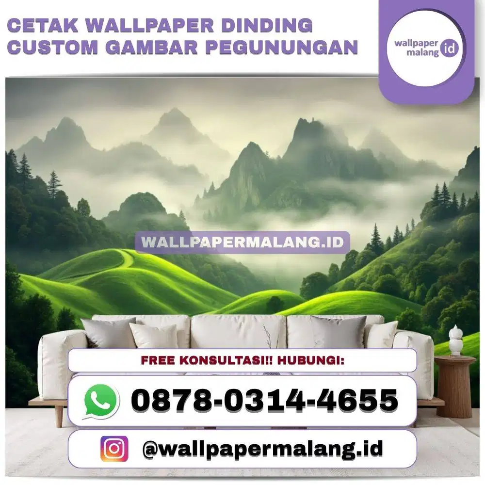Cetak wallpaper dinding custom gambar pegunungan