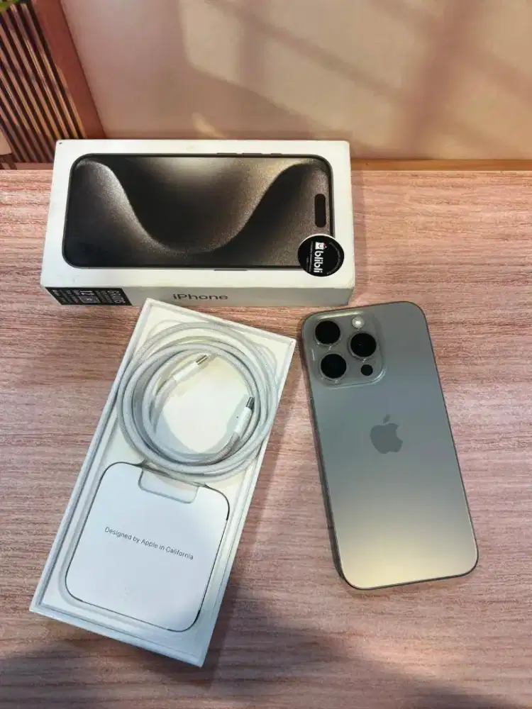 iPhone 15 Pro 128GB Natural Ex iBox BH 88% lengkap ori