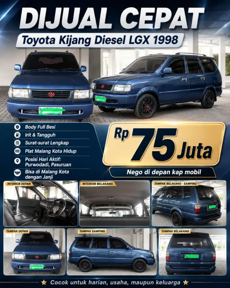 Kijang LGX Diesel 1998 Surat Lengkap Siap Pakai