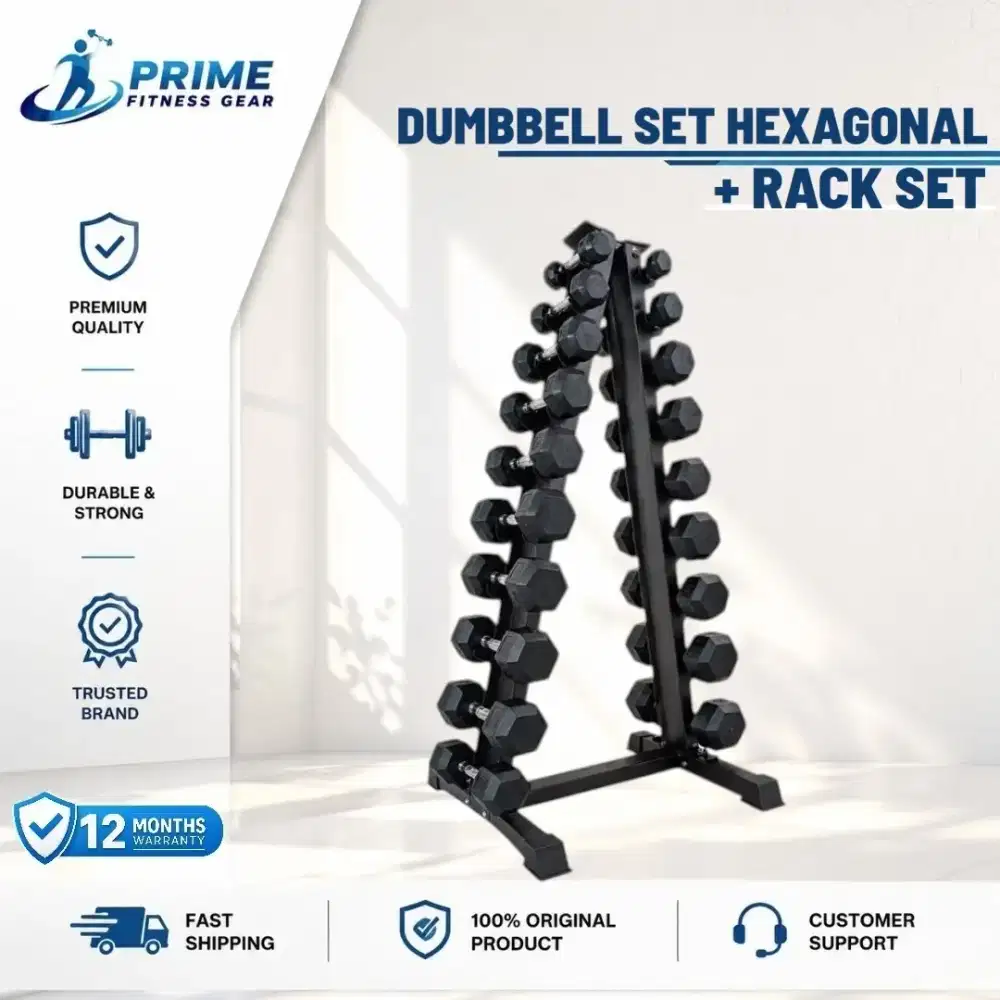 DUMBBELL HEXAGONAL SET + RACK DUMBBELL HEXAGONAL VERTIKAL