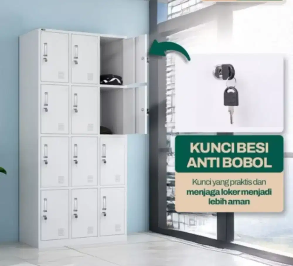 Lemari loker besi 12 pintu