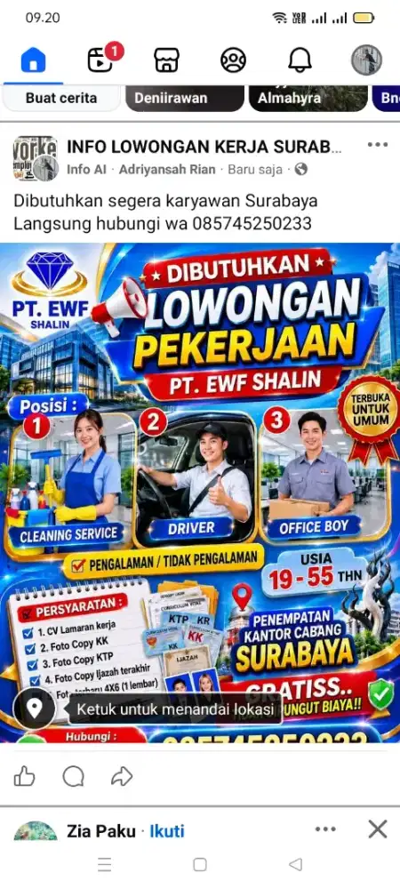 Dibutuhkan segera karyawan Surabaya