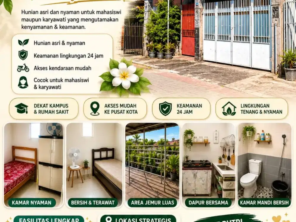 Kos Putri Surabaya Pusat Dekat Stasiun Gubeng