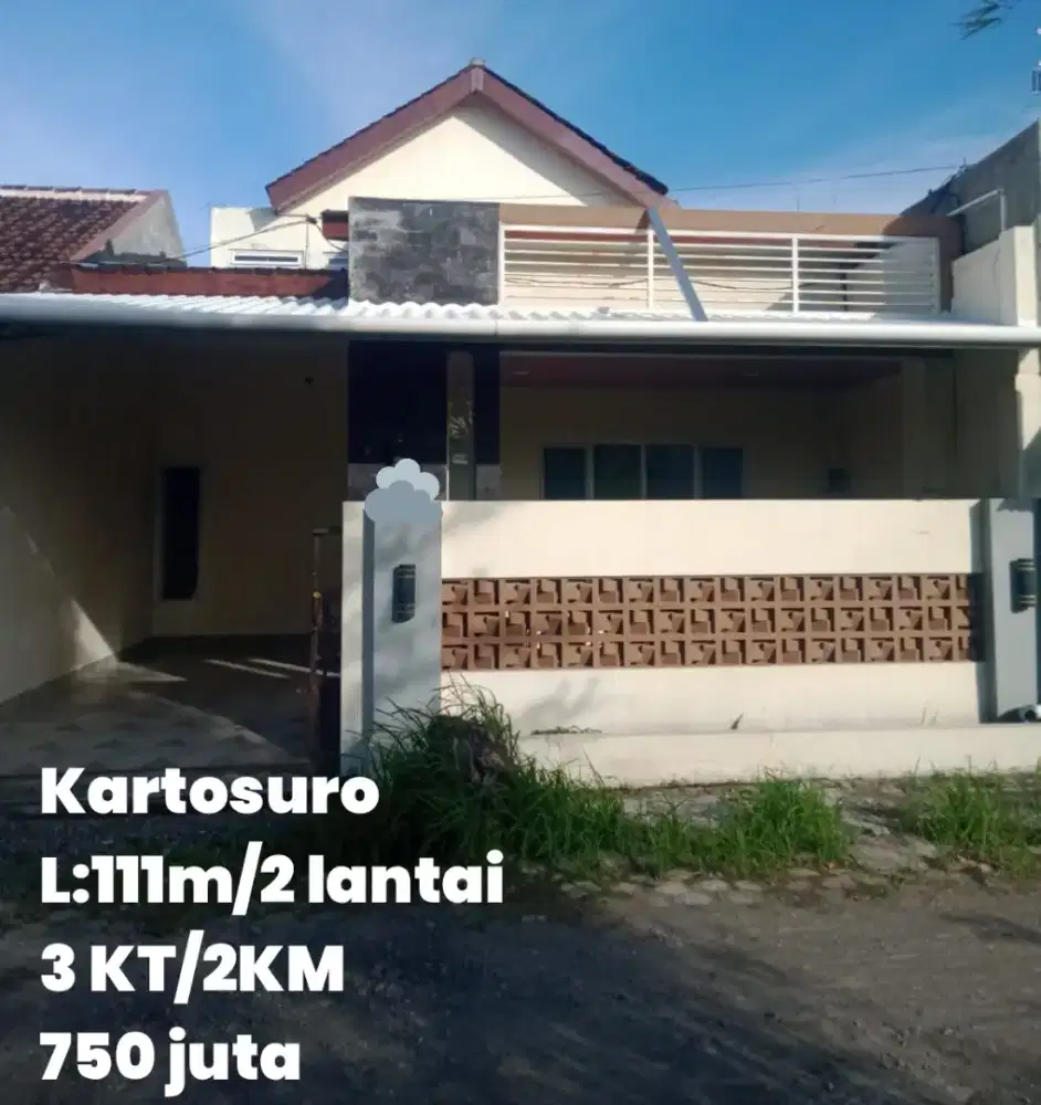 Dijual Rumah Kartosuro 2 lantai L:111m
