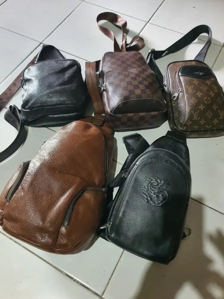 BODDYBAG TAS SLIMPANG KULIT IMPORT LV POLO GOLDLION HARGA PER UNIT