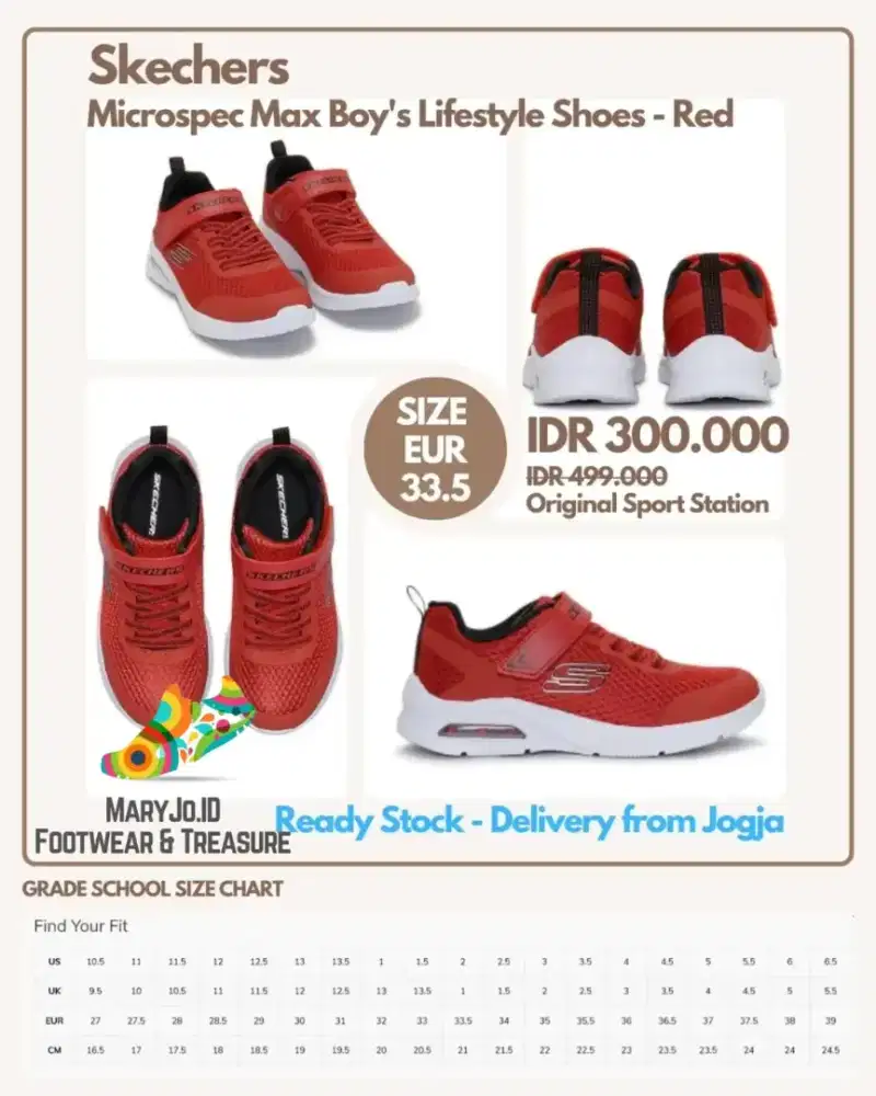 Skechers Microspec Max Boy's Sneaker Shoes - Red : Size 33.5