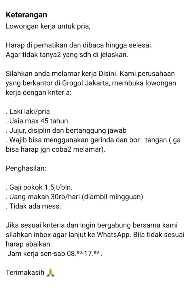 Lowongan kerja pria
