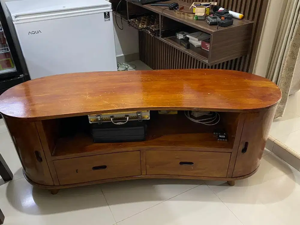 meja tv kayu jati