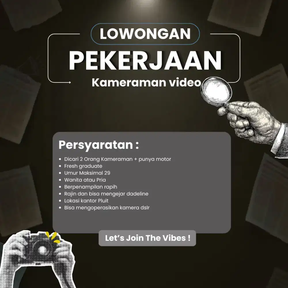 lowongan kameraman videografer