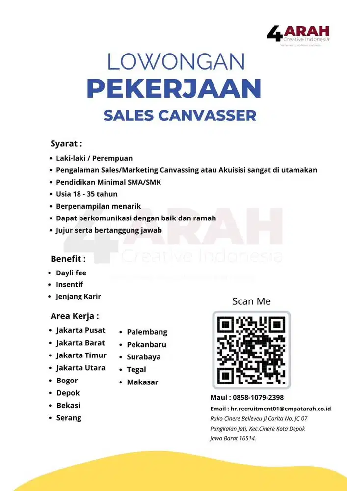 LOWONGAN KERJA SALES CANVVASER