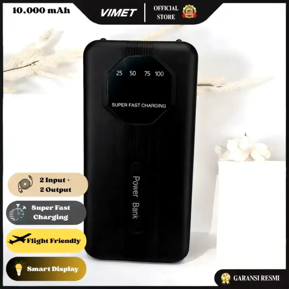 VIMET V37 PowerBank 10000mAh - Super Fast Charging, Dual Output 2A