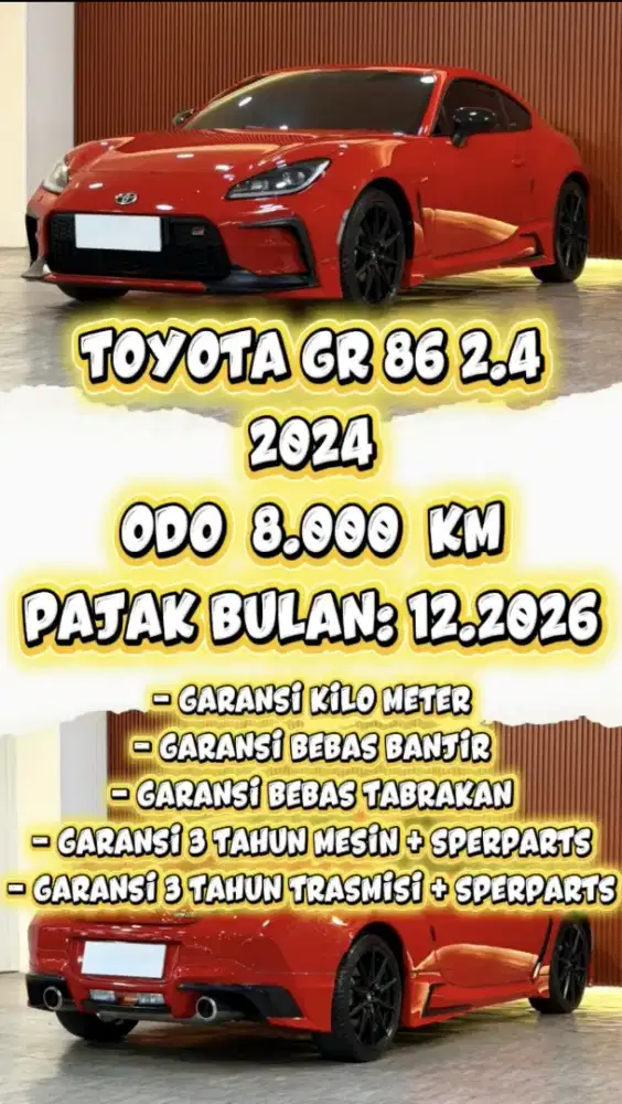 [ ODO 8.000 KM ] TOYOTA GR 86 2.4 AT 2024 BERGARANSI