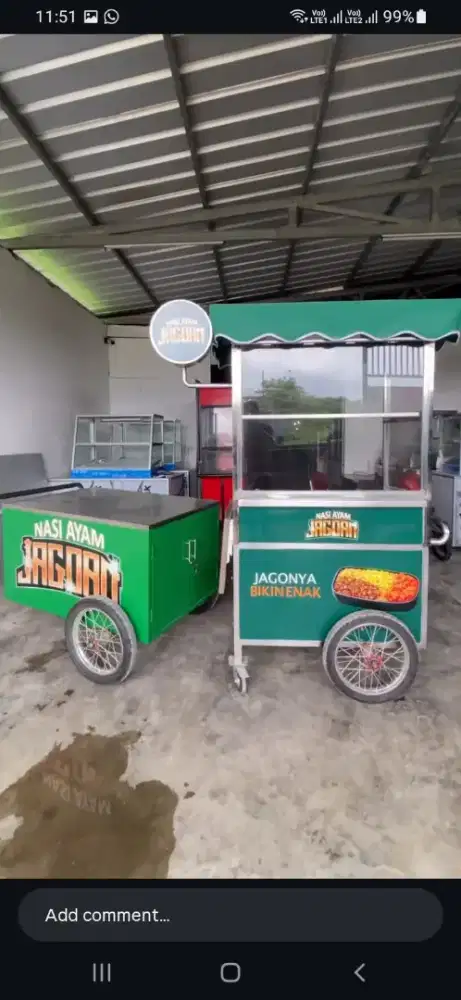 Jual Paket  2 Gerobak Stainless - Tenda Lipat - Mejq