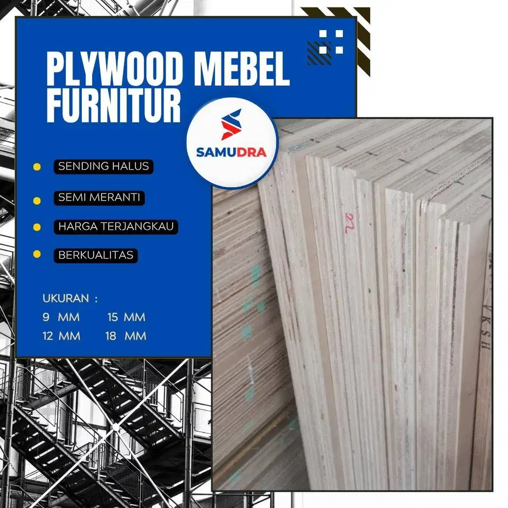 plywood / triplek / multiplek semi meranti 1 sisi halus per lembar
