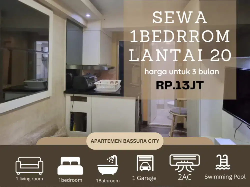 sewa 1 kamar full furnished apartemen bassura city