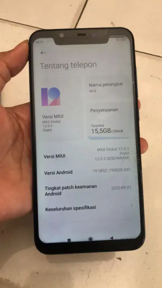 JUAL HP XIAOMI MI-8 RAM 6/256 BATANGAN (495K)