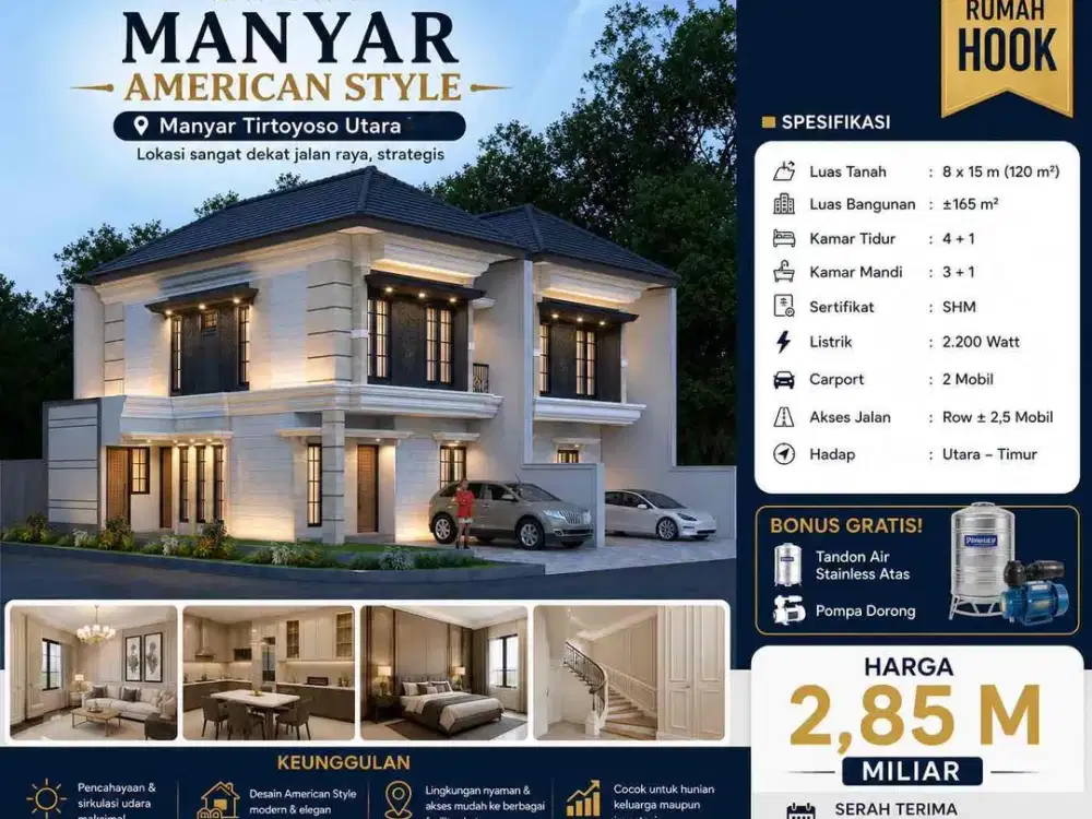 jual rumah new Gress minimalis di manyar tirtoyoso strategis tengah kota