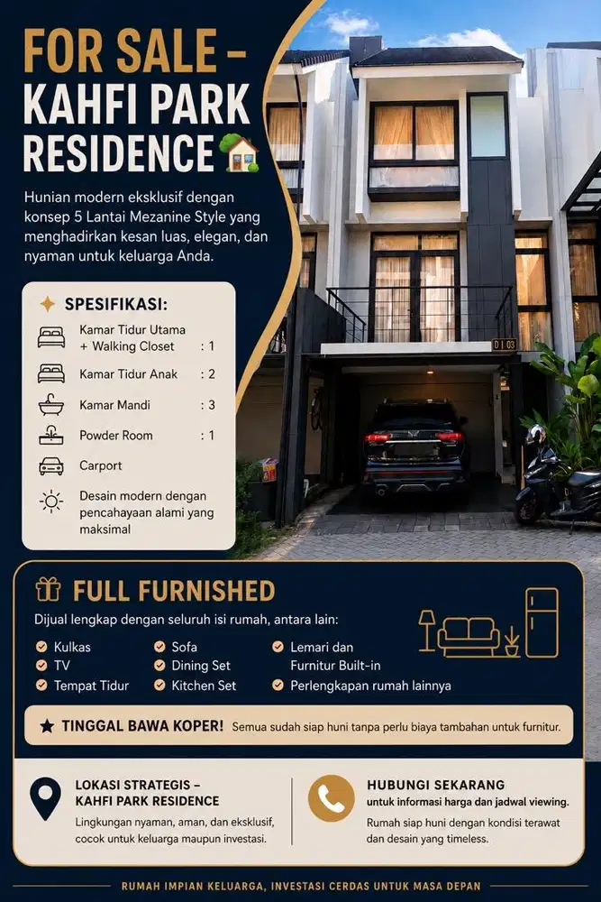 Jual Rumah siap pakai (Kahfi Park Residence)