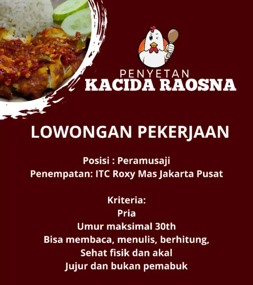 Lowongan Kerja Waiters Laki-laki