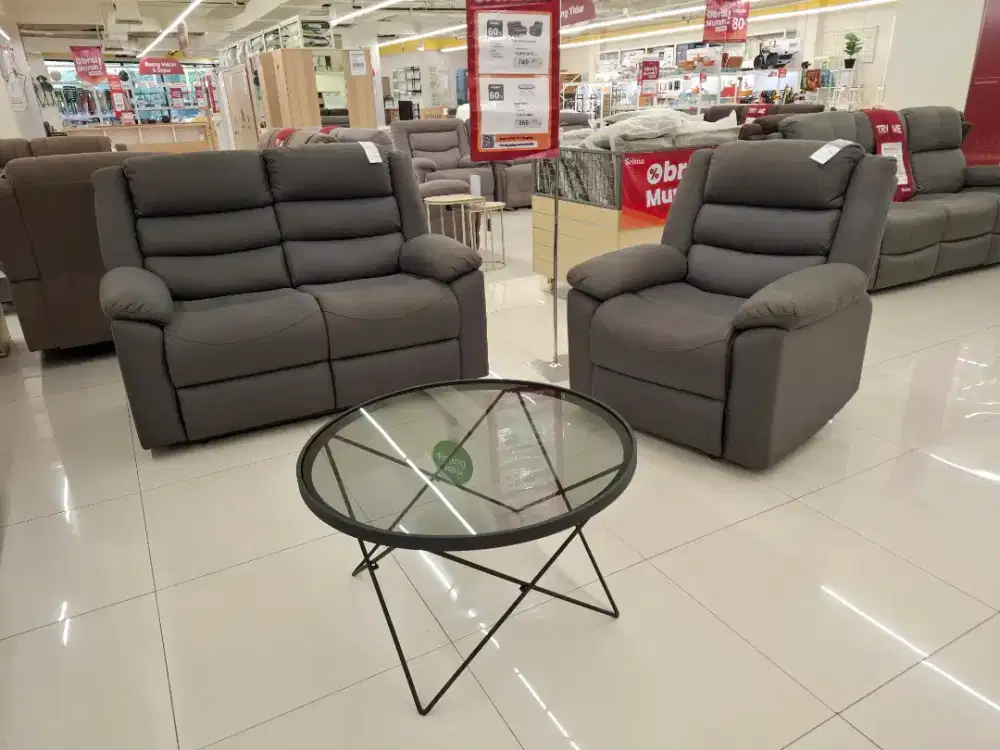 Sofa Recliner 2+1 Meja Tamu Bulat