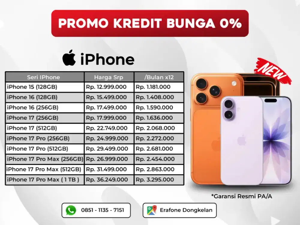 Kredit iPhone 15 128GB GARANSI RESMI PA/A
