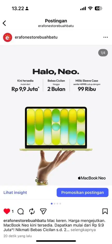 MACBOOK NEO NEW ARRIVAL GARANSI RESMI IBOX 8/256gb