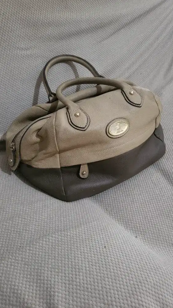 Tas RhizLiza Original Pebbled Leather Cream/Beige Handbag Wanita