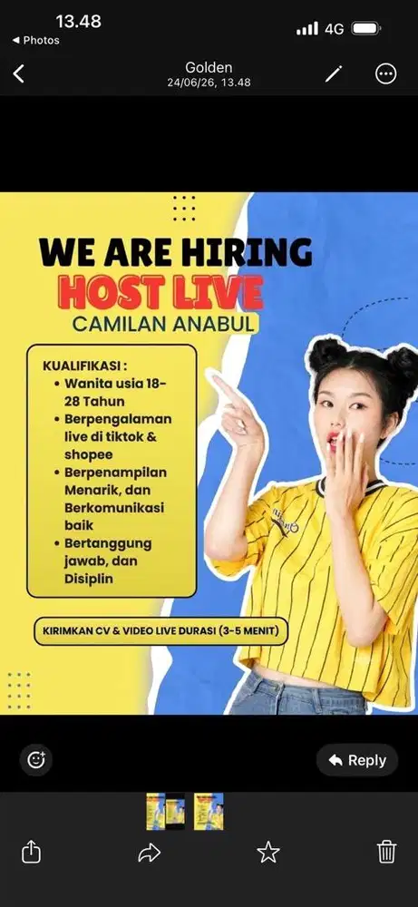 Lowongan Host Live Streaming & Admin