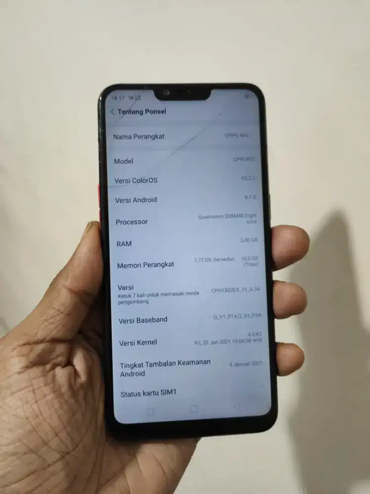 Oppo a3s 2/16 retak sentuhan normal orian