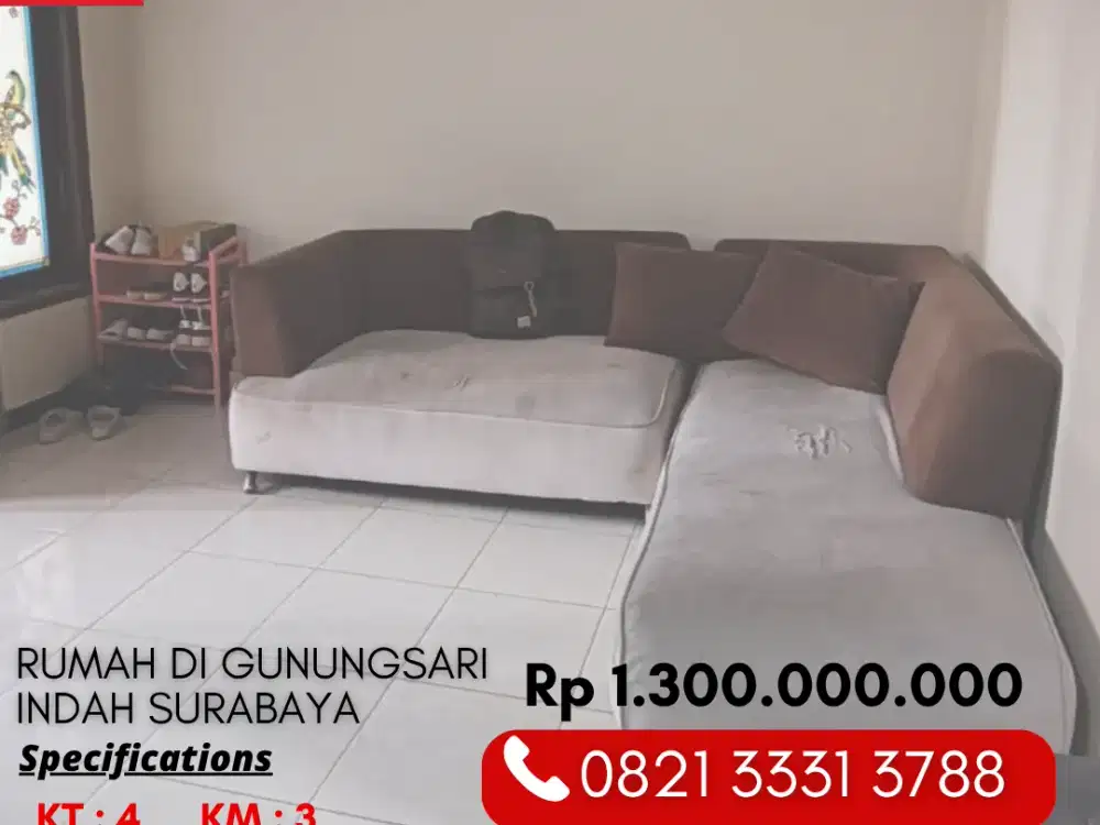 Dijual Rumah 4 Kamar 1 MILIARAN di Gunungsari Indah Wiyung Surabaya