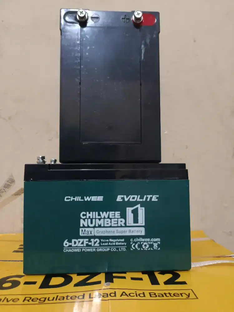 Aki/Batre Sepeda Listrik 12v 12Ah Chilwee Baru dan siap pakai.