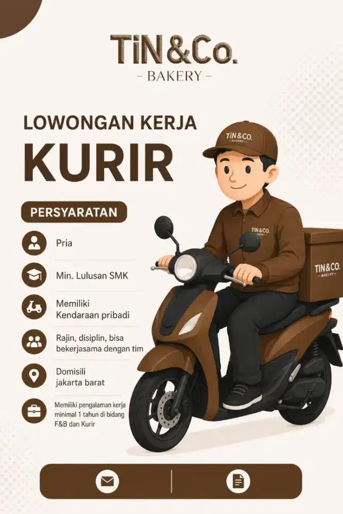 lowongan kurir Tin & Co.Bakery