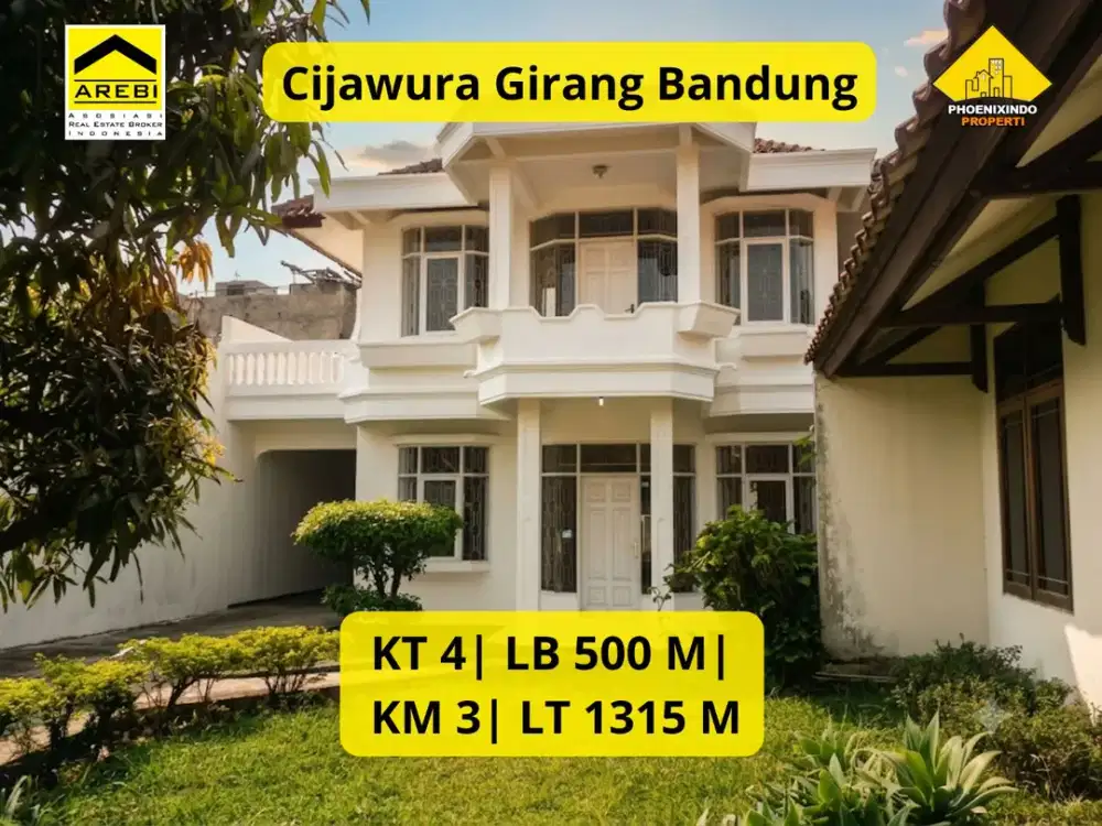 Dijual Rumah & Lahan Luas di Cijawura Girang Bandung LT 1.315 m² | LB 500 m² | 4 KT | Carport 8 Mobil | Rp 8,6 Milyar