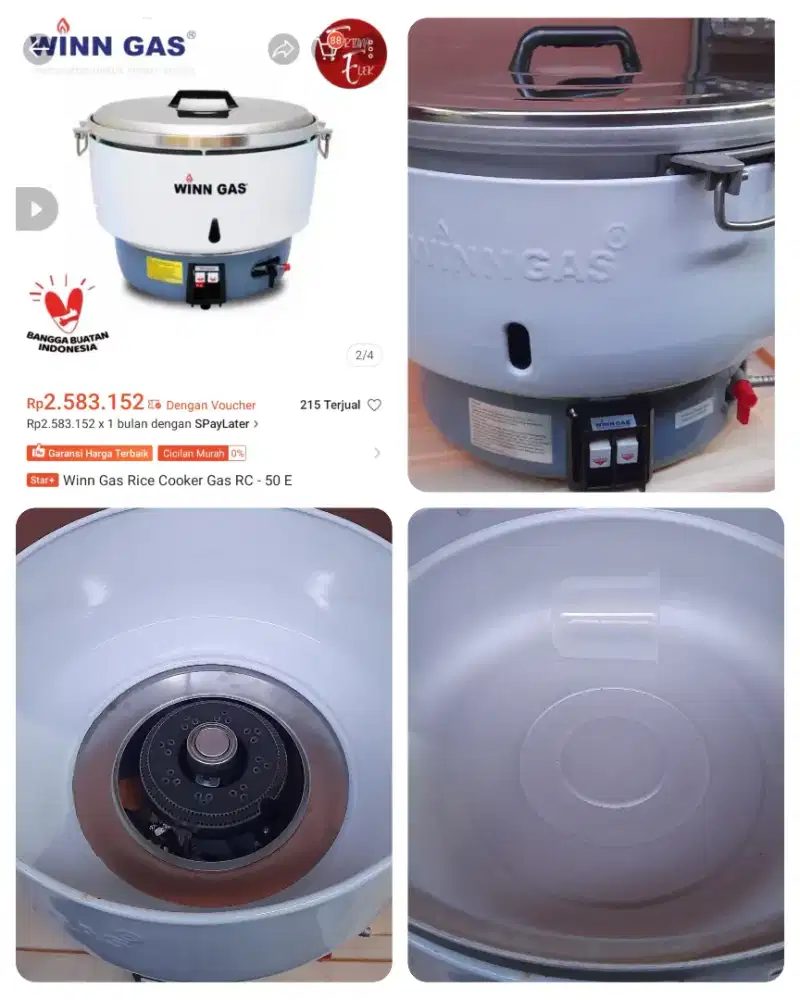 Rice cooker winn gas 10 liter